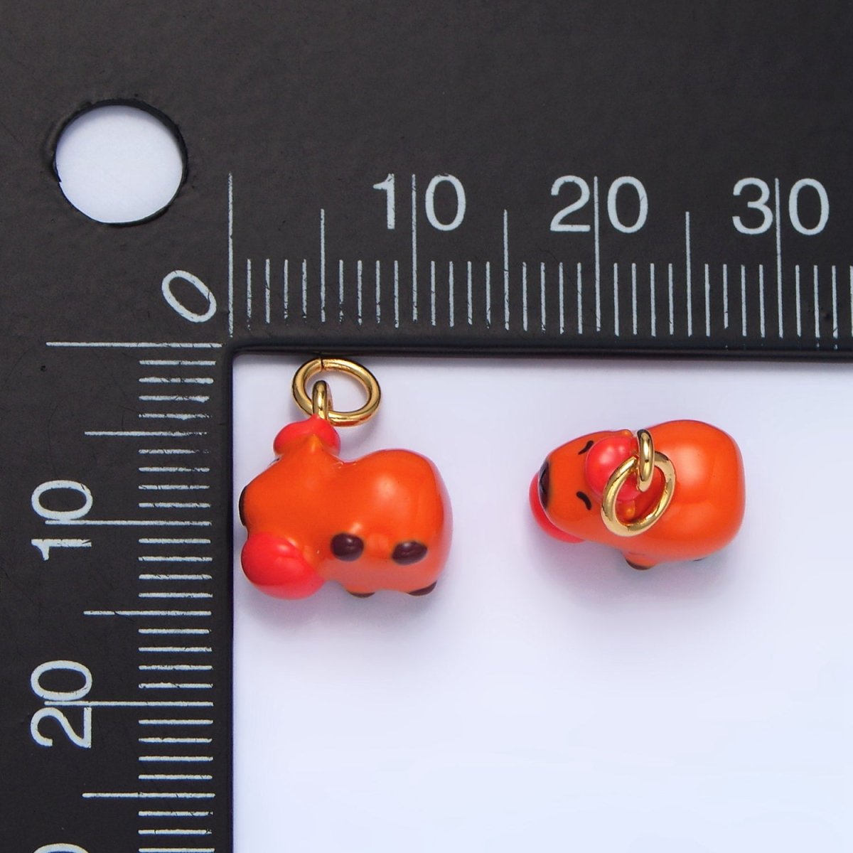 24K Gold Filled 10mm Glass Capybara with Tomato Fruit Charm | X579