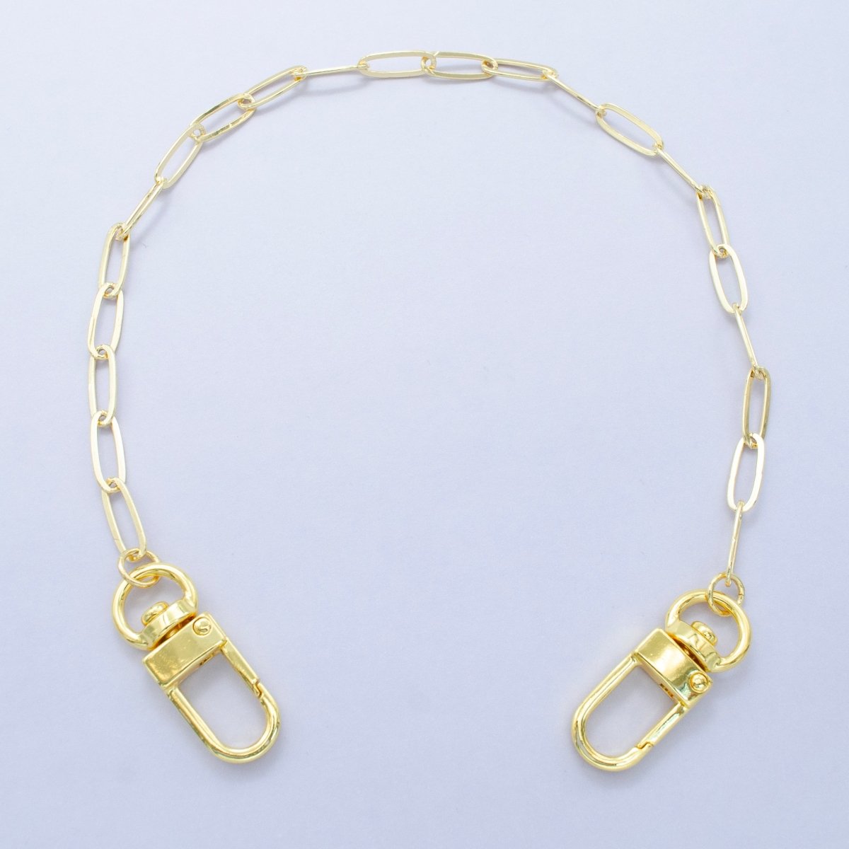 24K Gold Filled 11.5-Inch Paperclip Chain Bag Purse Charm Swivel Keychain Findings | WA-2916