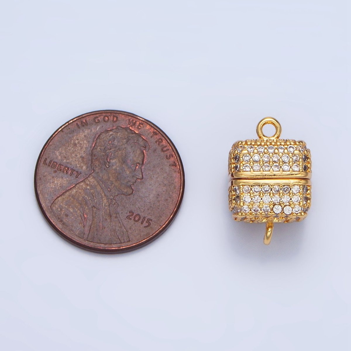 24K Gold Filled 11mm Micro Paved CZ Magnetic Closure Findings in Gold & Silver | Z896