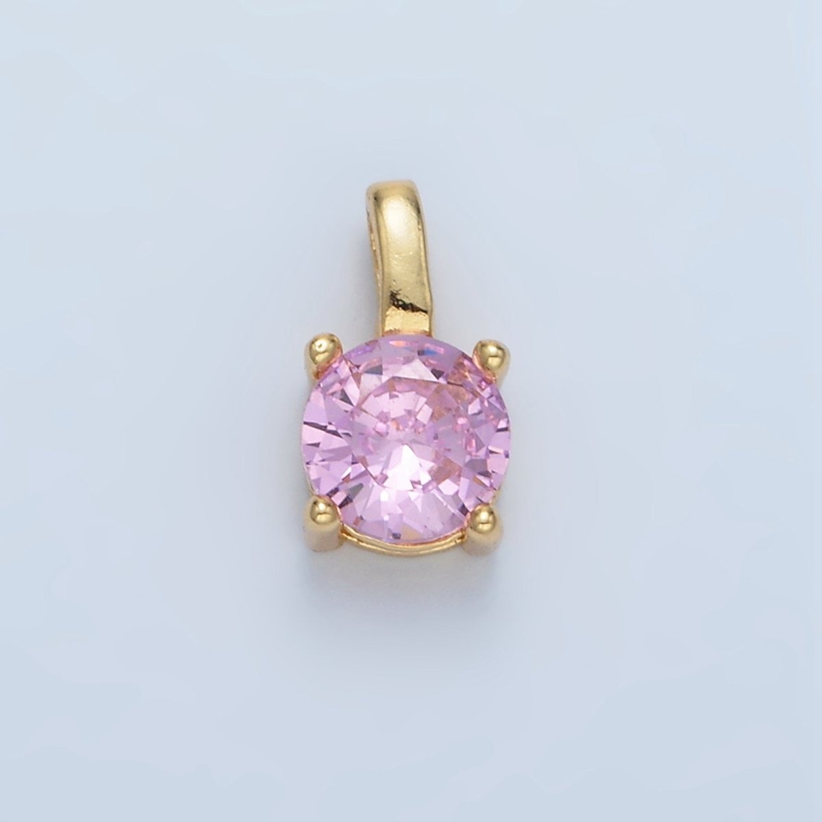 24K Gold Filled 11mm Round CZ Personalized Pendant in Gold & Silver | AA907 - AA922