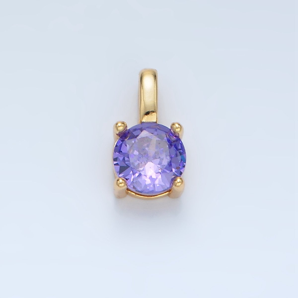 24K Gold Filled 11mm Round CZ Personalized Pendant in Gold & Silver | AA907 - AA922