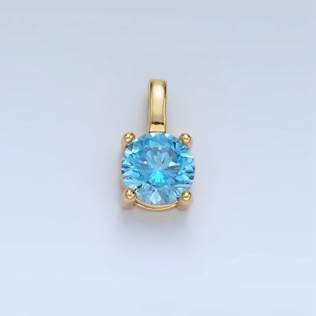 24K Gold Filled 11mm Round CZ Personalized Pendant in Gold & Silver | AA907 - AA922