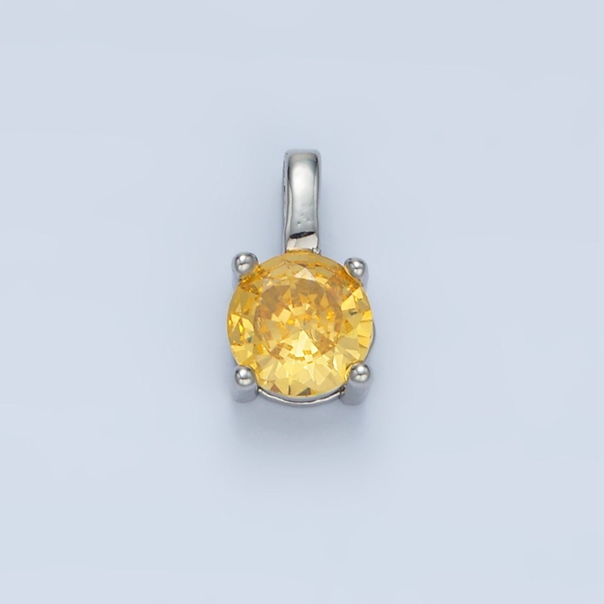 24K Gold Filled 11mm Round CZ Personalized Pendant in Gold & Silver | AA907 - AA922