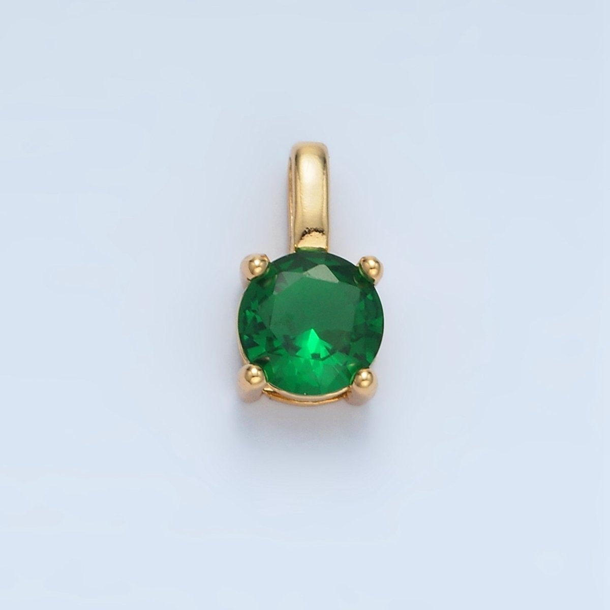 24K Gold Filled 11mm Round CZ Personalized Pendant in Gold & Silver | AA907 - AA922