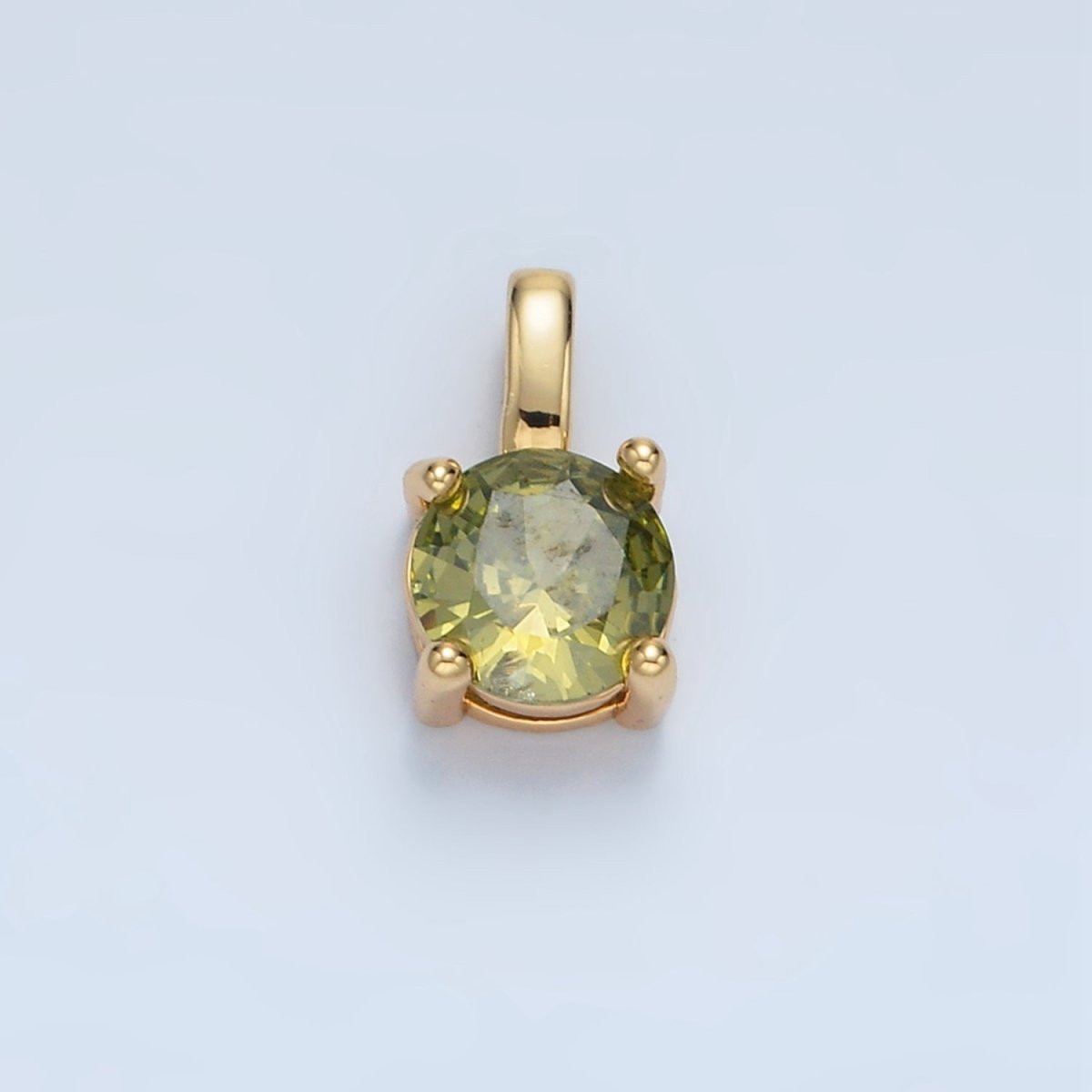 24K Gold Filled 11mm Round CZ Personalized Pendant in Gold & Silver | AA907 - AA922
