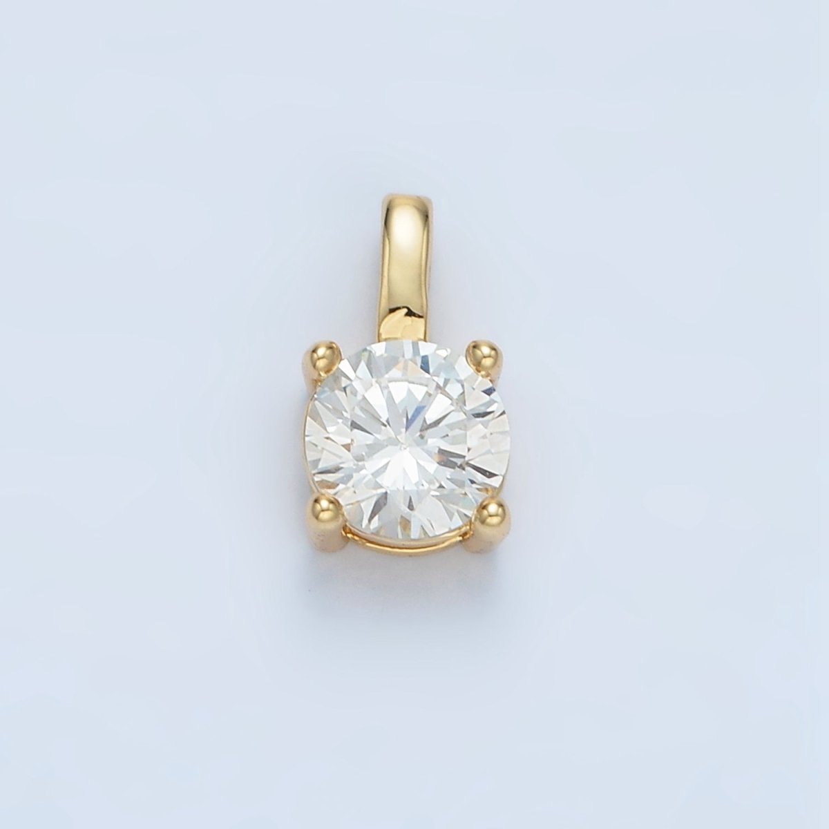 24K Gold Filled 11mm Round CZ Personalized Pendant in Gold & Silver | AA907 - AA922