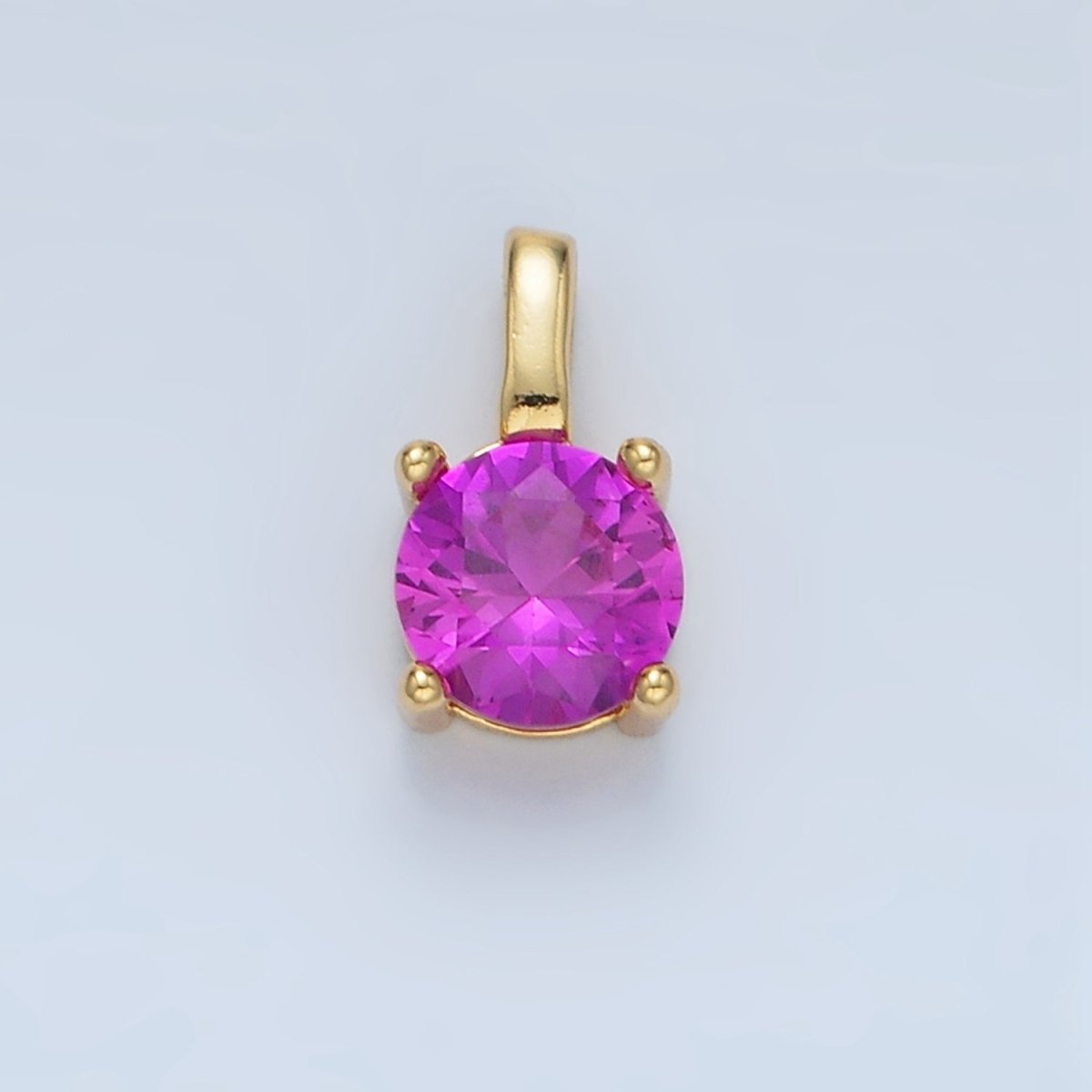 24K Gold Filled 11mm Round CZ Personalized Pendant in Gold & Silver | AA907 - AA922