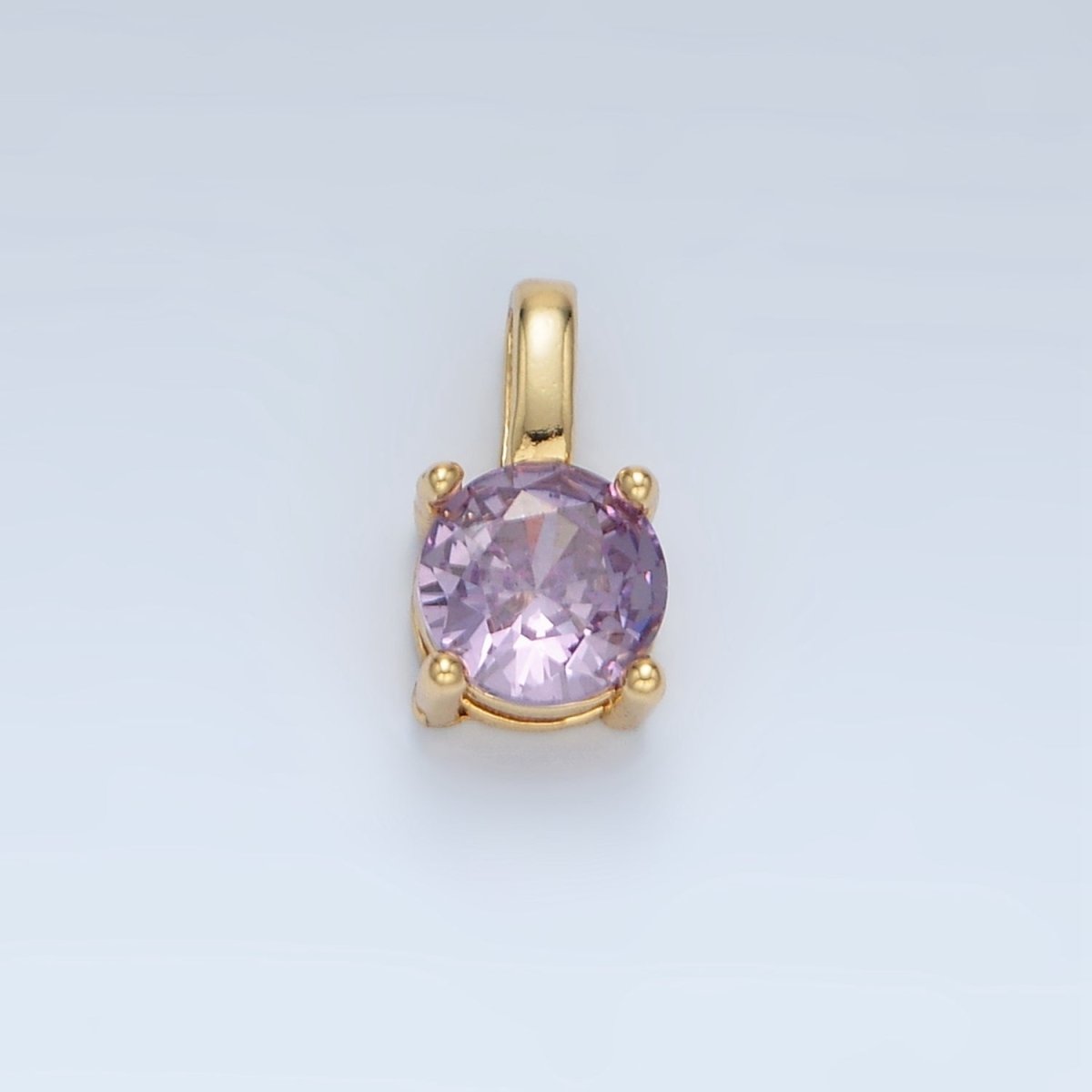 24K Gold Filled 11mm Round CZ Personalized Pendant in Gold & Silver | AA907 - AA922