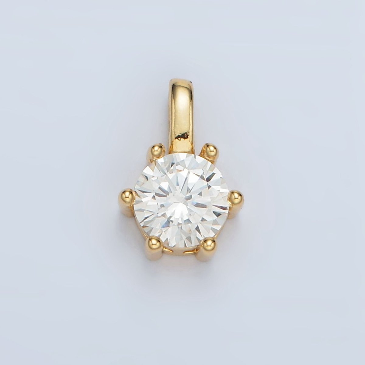 24K Gold Filled 11mm Round CZ Personalized Pendant in Gold & Silver | AA923 - AA938