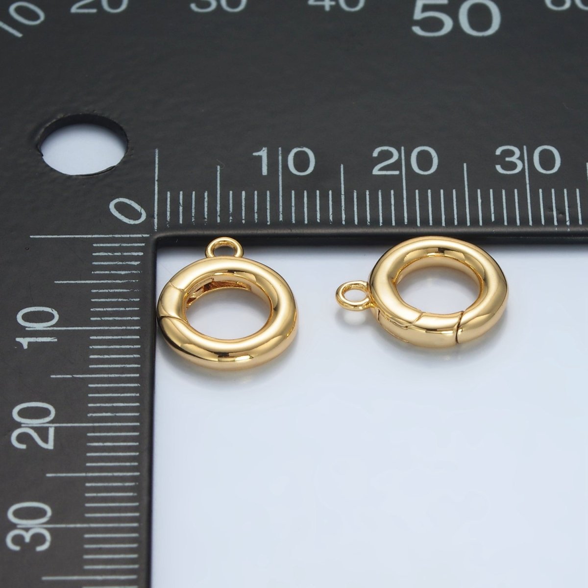 24K Gold Filled 11mm Round Push Spring Gate Loop Findings | Z898