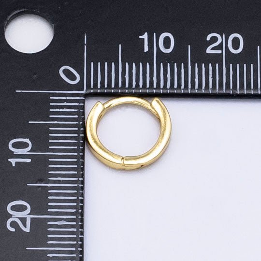 24K Gold Filled 12mm Minimalist Flat Cartilage Huggie Earrings | AD774