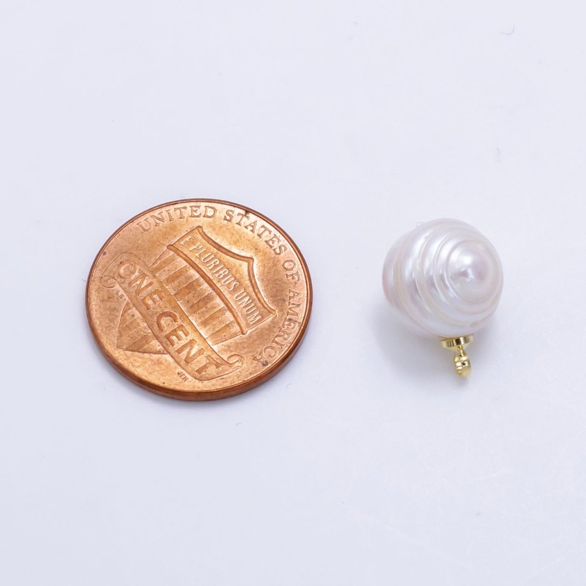 24K Gold Filled 13mm Ringed White Freshwater Pearl Charm | P1880
