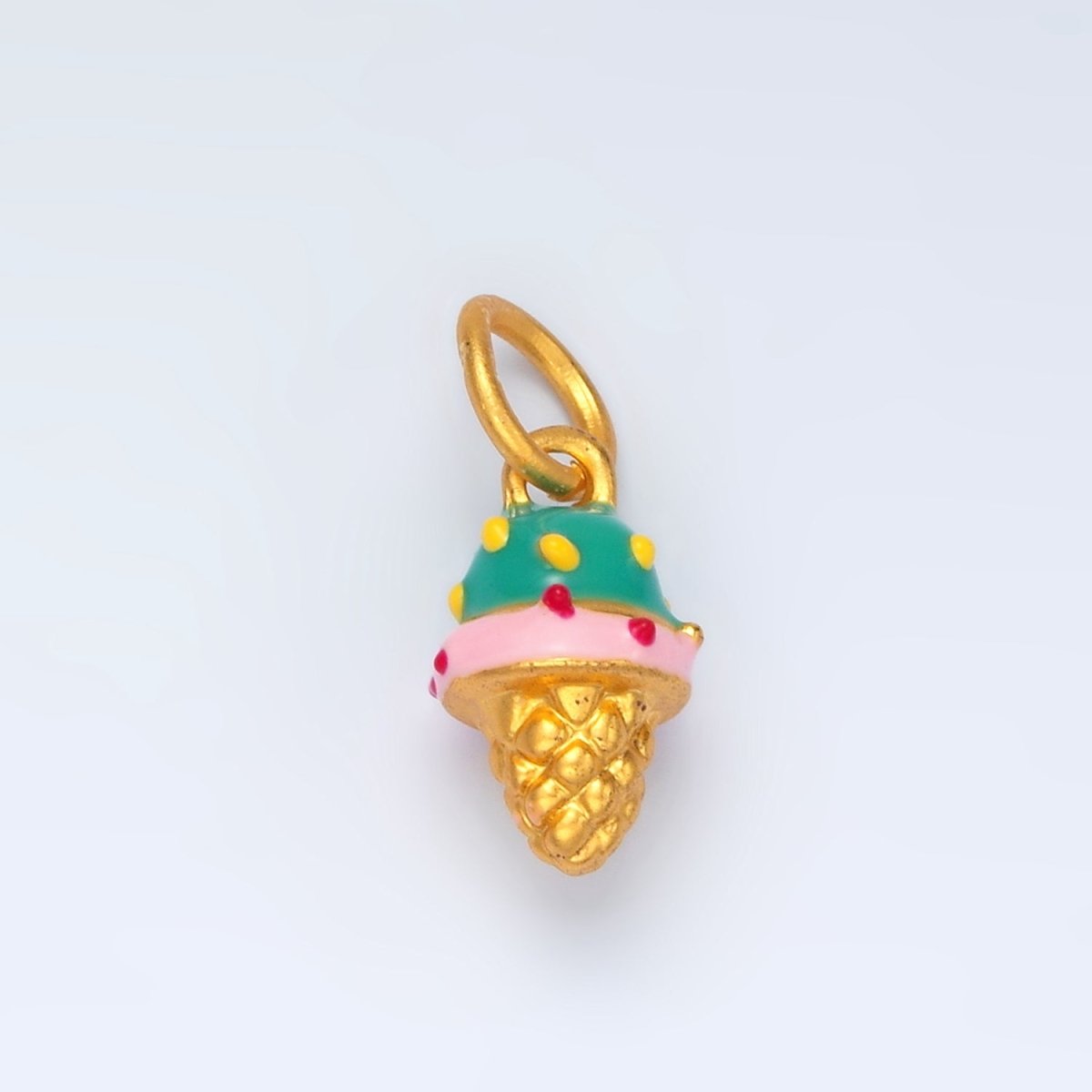 24K Gold Filled 14mm Blue & Pink Ice Cream Kids Charm | M234