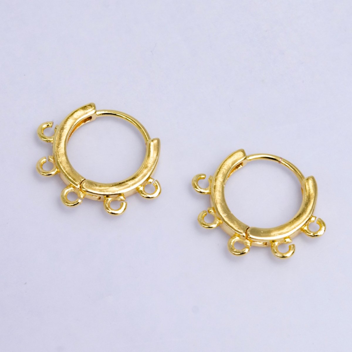 24K Gold Filled 14mm Minimalist Five Open Loop Drop Huggie Earring Findings | Z1024