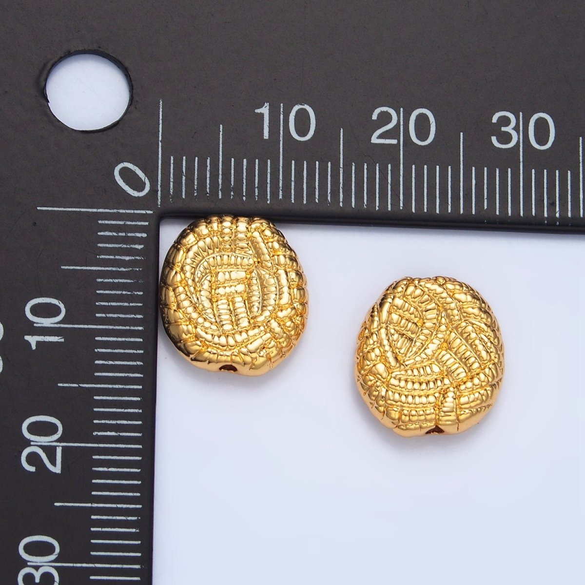 24K Gold Filled 14mm Multiple Rope Croissant Bead | B186