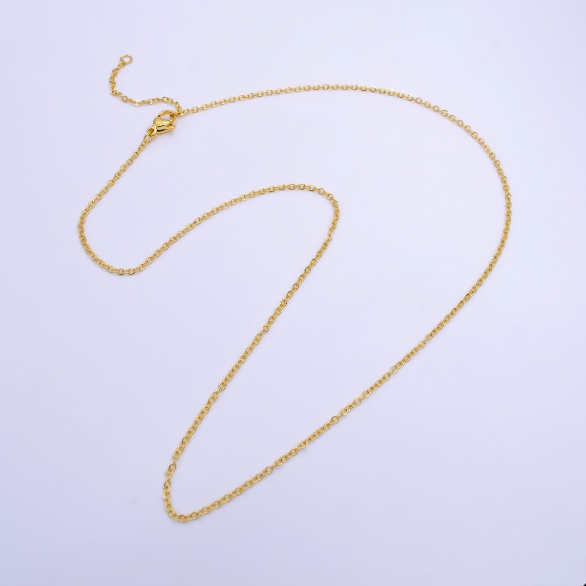 24K Gold Filled 1.5mm Cable Chain 17.5 Inch Necklace w. Extender | WA-2502