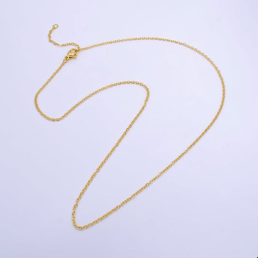 24K Gold Filled 1.5mm Cable Chain 17.5 Inch Necklace w. Extender | WA-2502