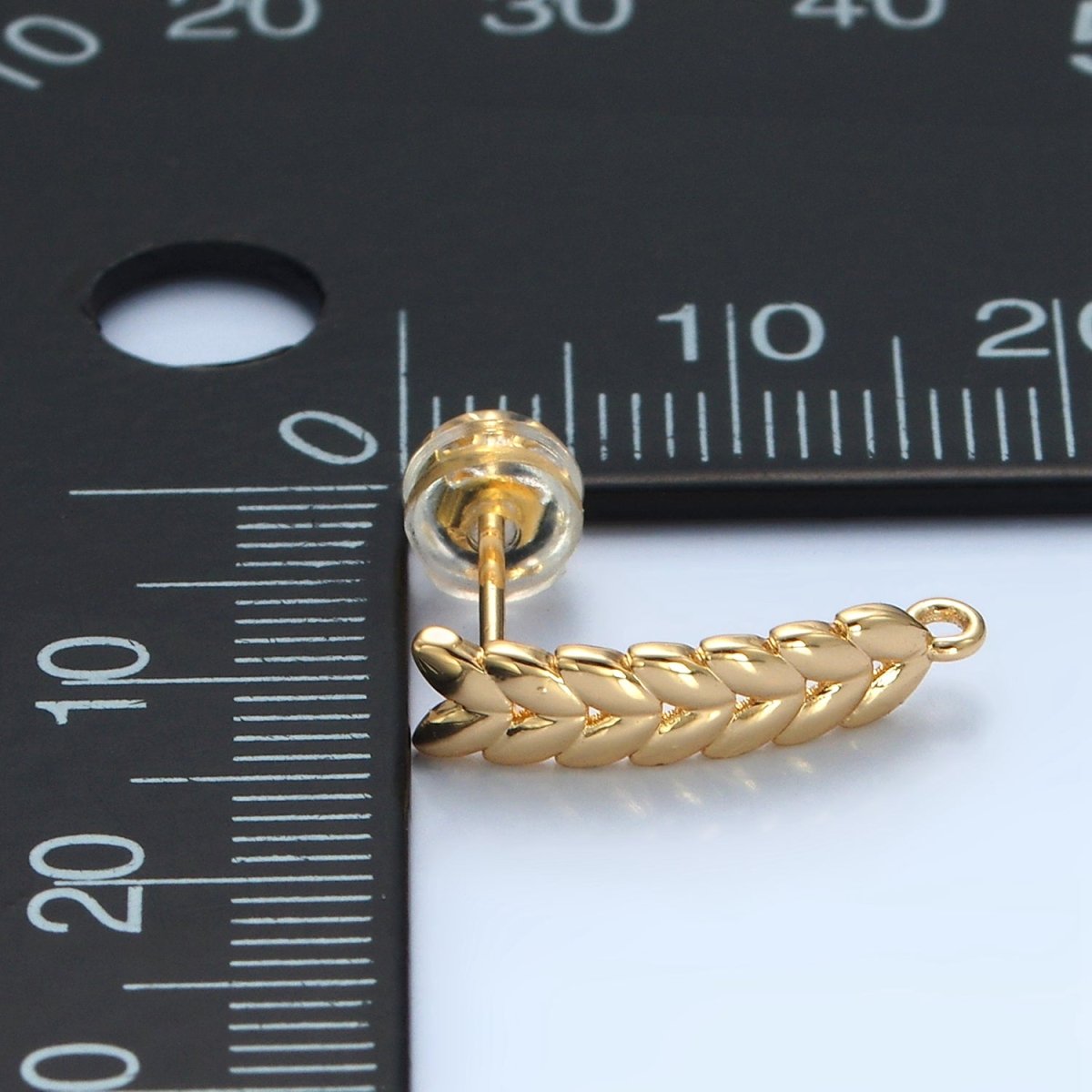 24K Gold Filled 15mm Feather Paddy Open Loop Drop Stud Earrings Findings | Z876
