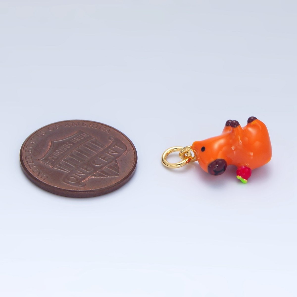 OS 24K Gold Filled 15mm Glass Apple Capybara Animal Charm | X307