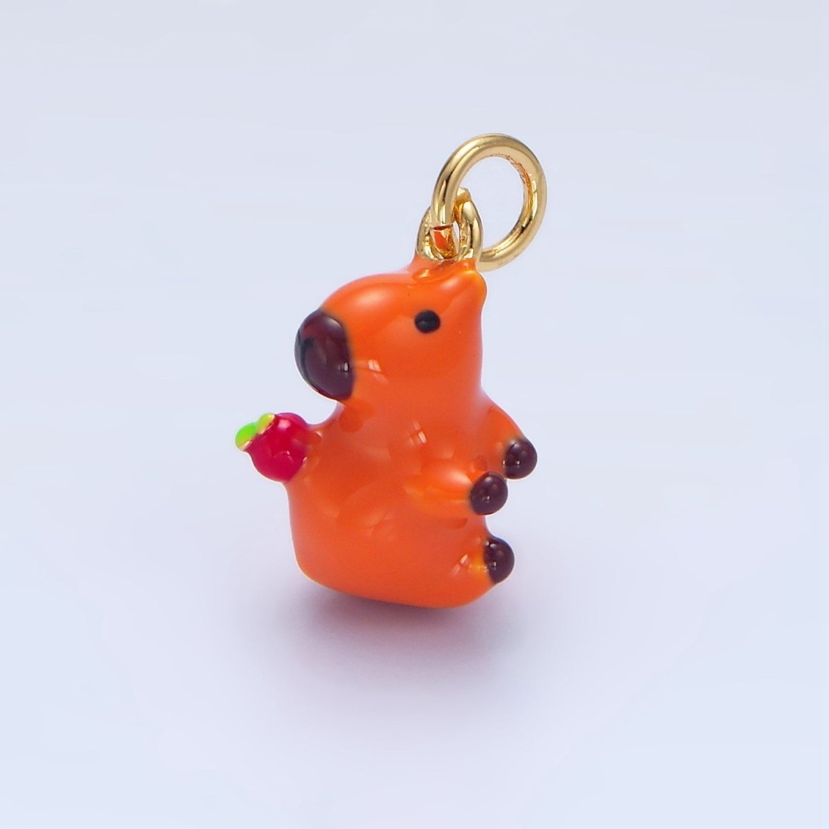 OS 24K Gold Filled 15mm Glass Apple Capybara Animal Charm | X307