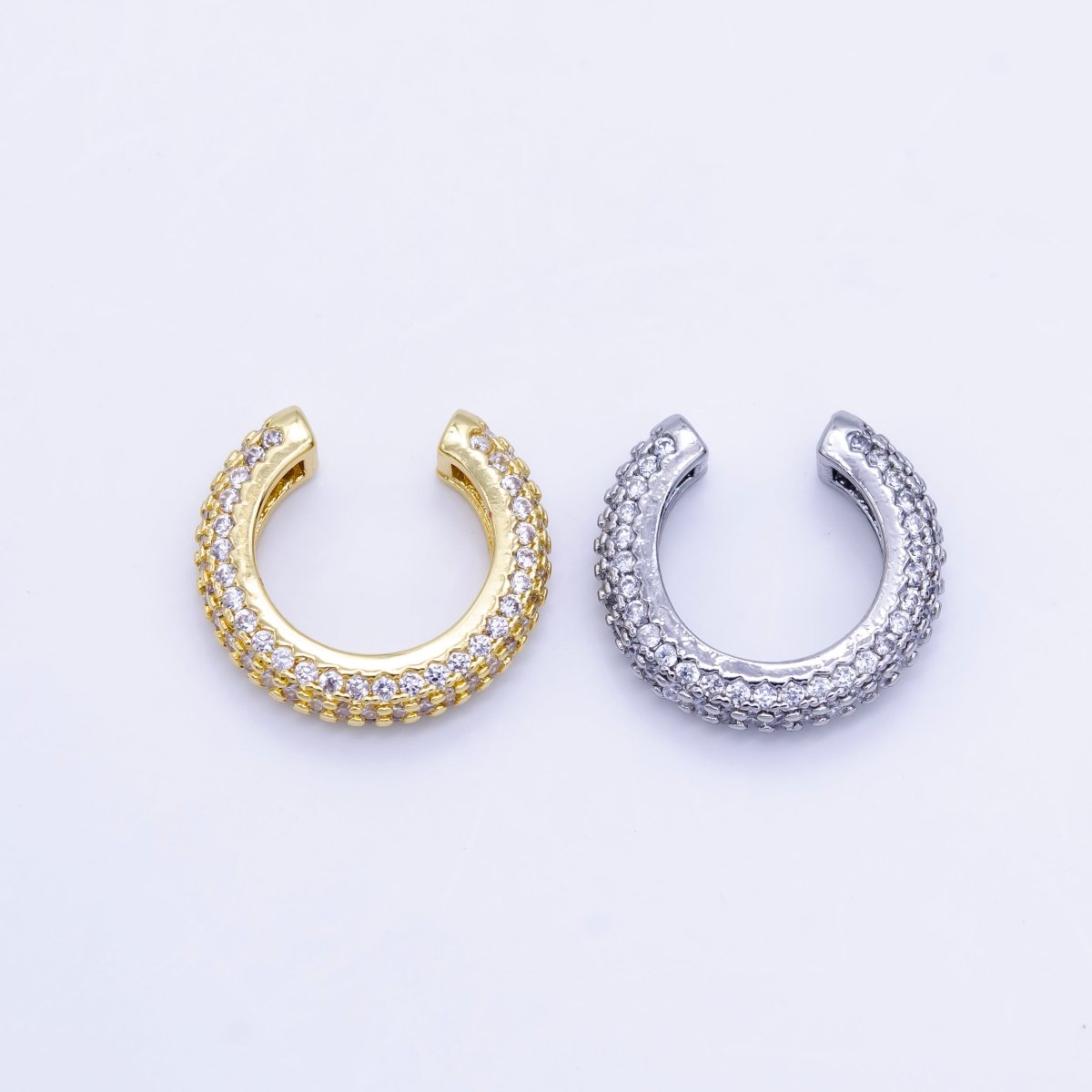 24K Gold Filled 15mm Micro Paved CZ Ear Cuff Earring in Gold & Silver | AI169