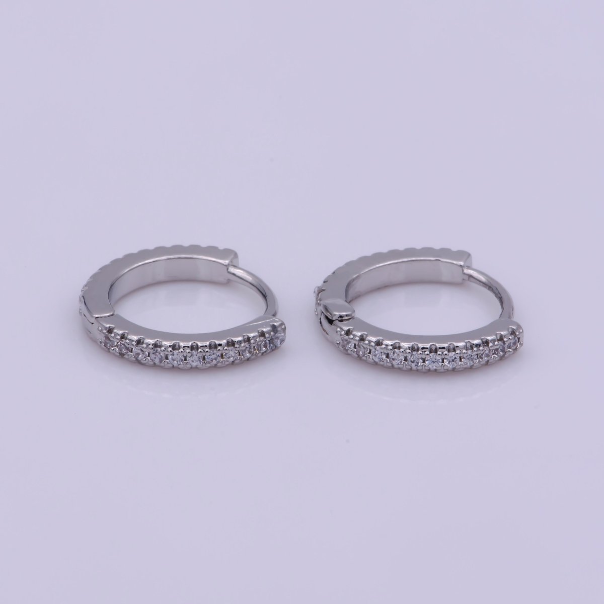 24K Gold Filled 15mm Micro Paved CZ Huggie Earrings in Gold & Silver | AB1186