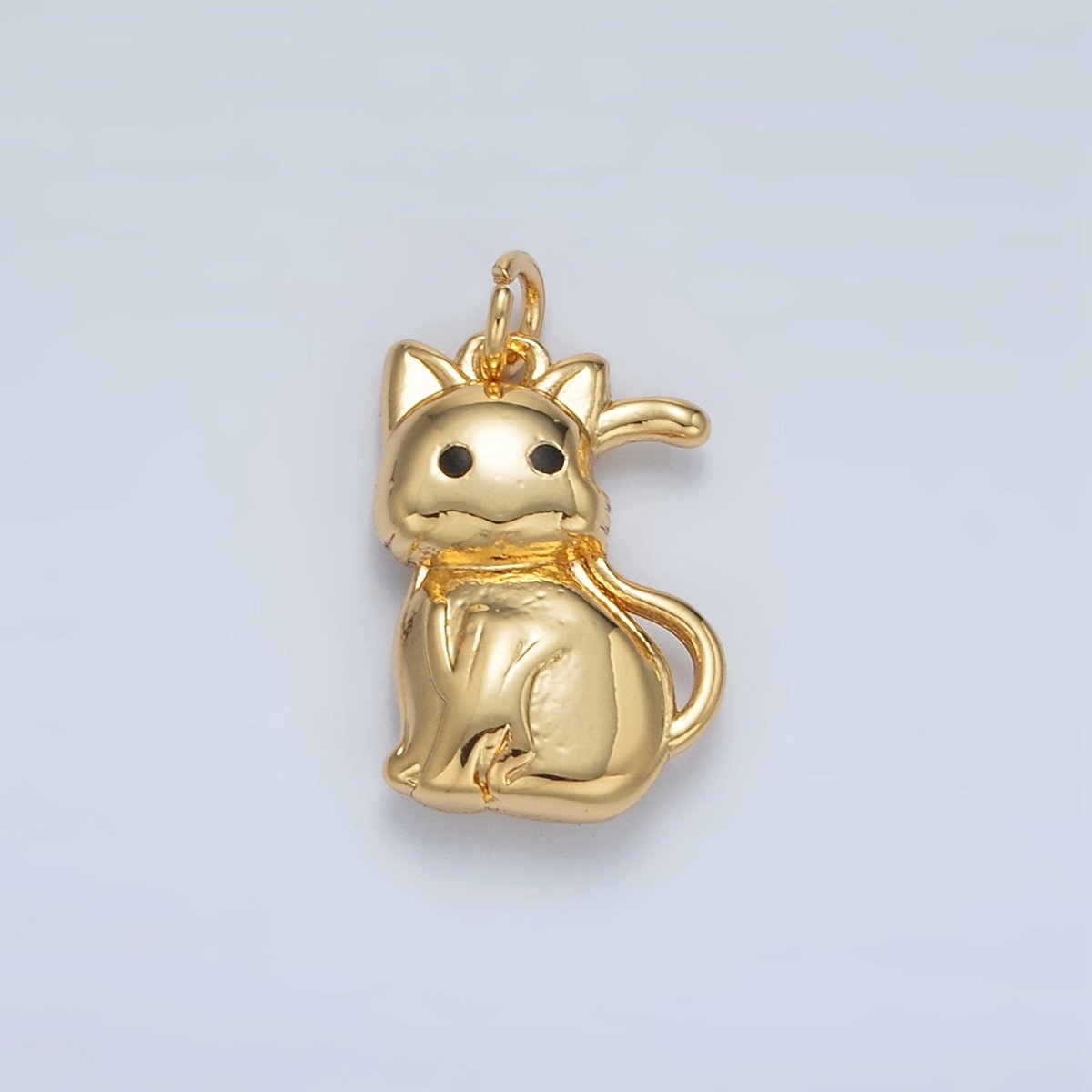 24K Gold Filled 15mm Mini Puffed Cat Kitty Pet Charm | AC166