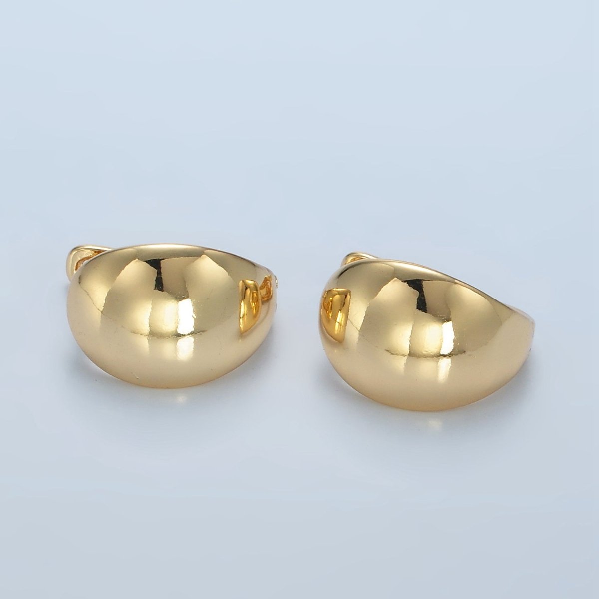 24K Gold Filled 15mm Minimalist Dome English Lock Earrings | AD660