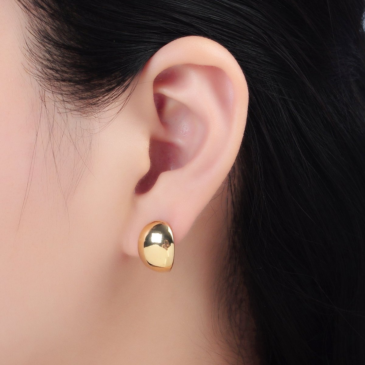 24K Gold Filled 15mm Minimalist Dome English Lock Earrings | AD660