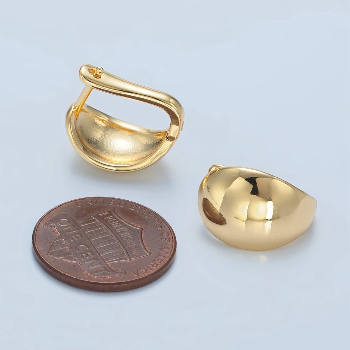 24K Gold Filled 15mm Minimalist Dome English Lock Earrings | AD660