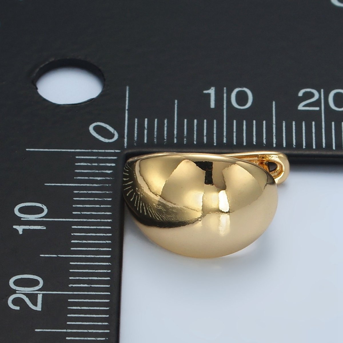 24K Gold Filled 15mm Minimalist Dome English Lock Earrings | AD660