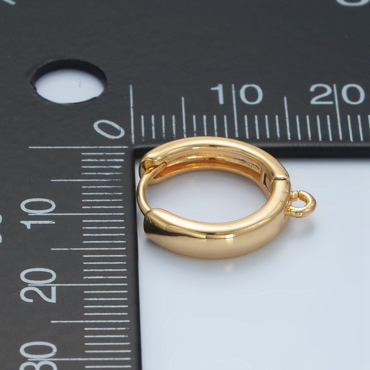 24K Gold Filled 15mm Minimalist Huggie Open Loop Drop Huggie Earring Findings | Z877