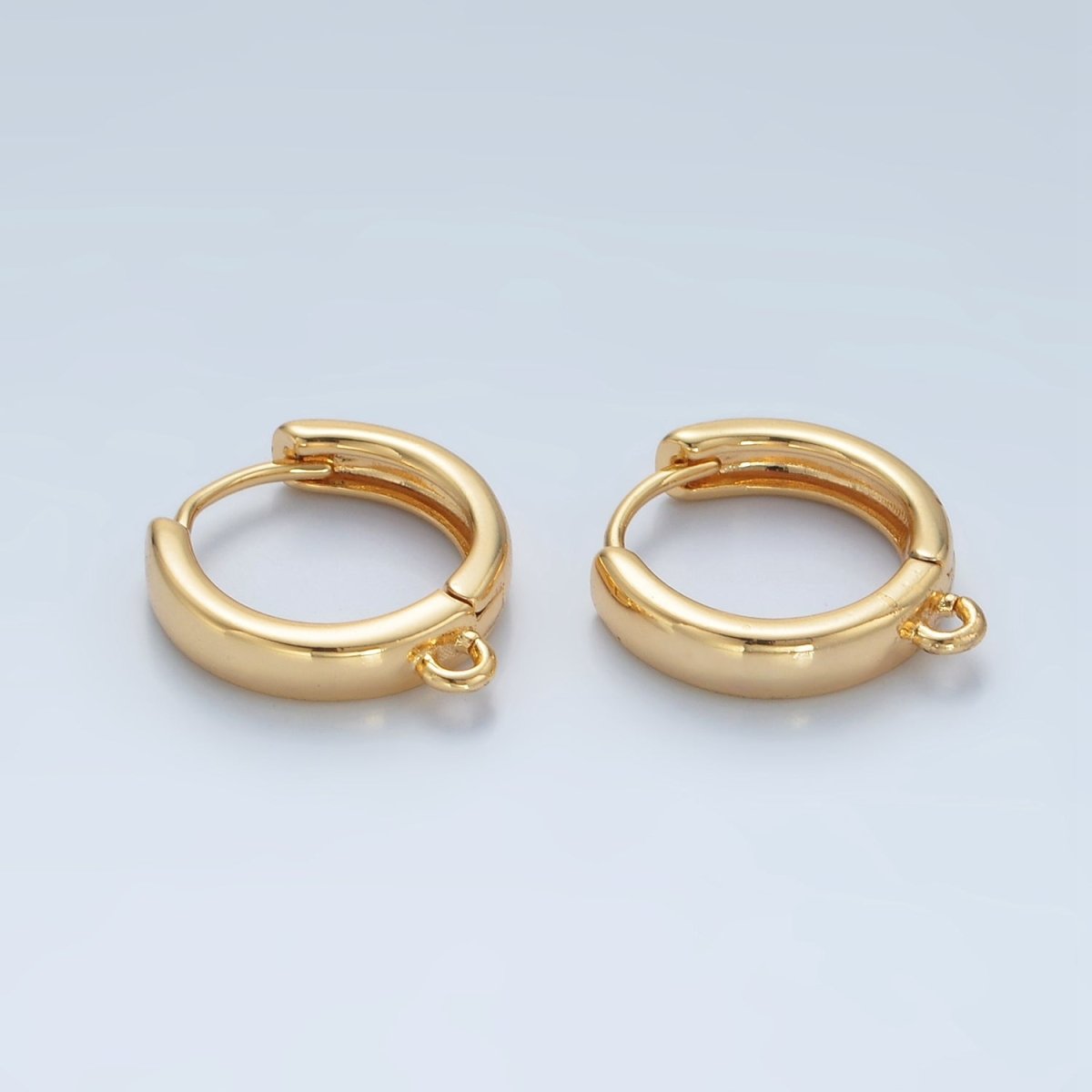 24K Gold Filled 15mm Minimalist Huggie Open Loop Drop Huggie Earring Findings | Z877