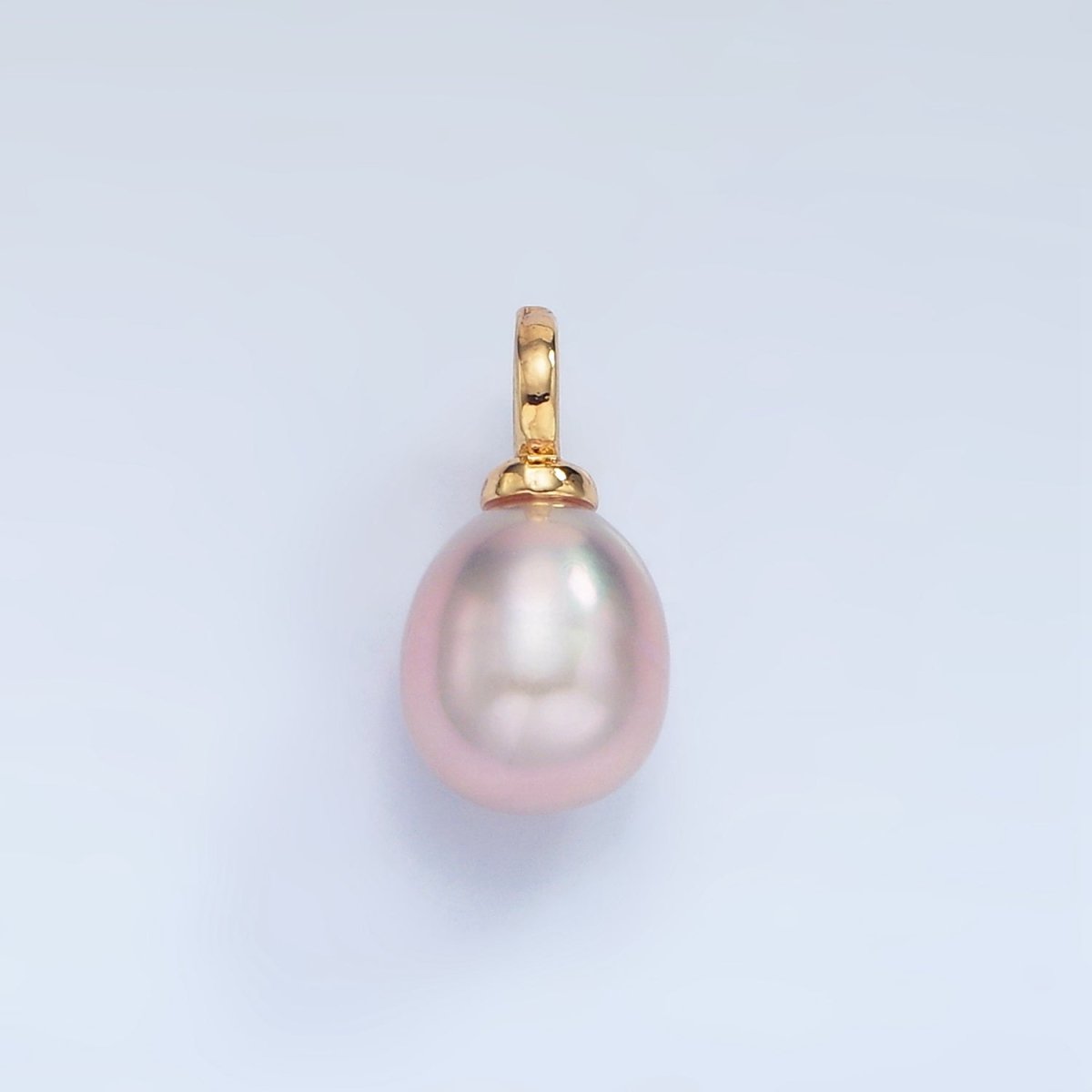 24K Gold Filled 15mm Purple Teardrop Freshwater Pearl Drop Pendant | P1876