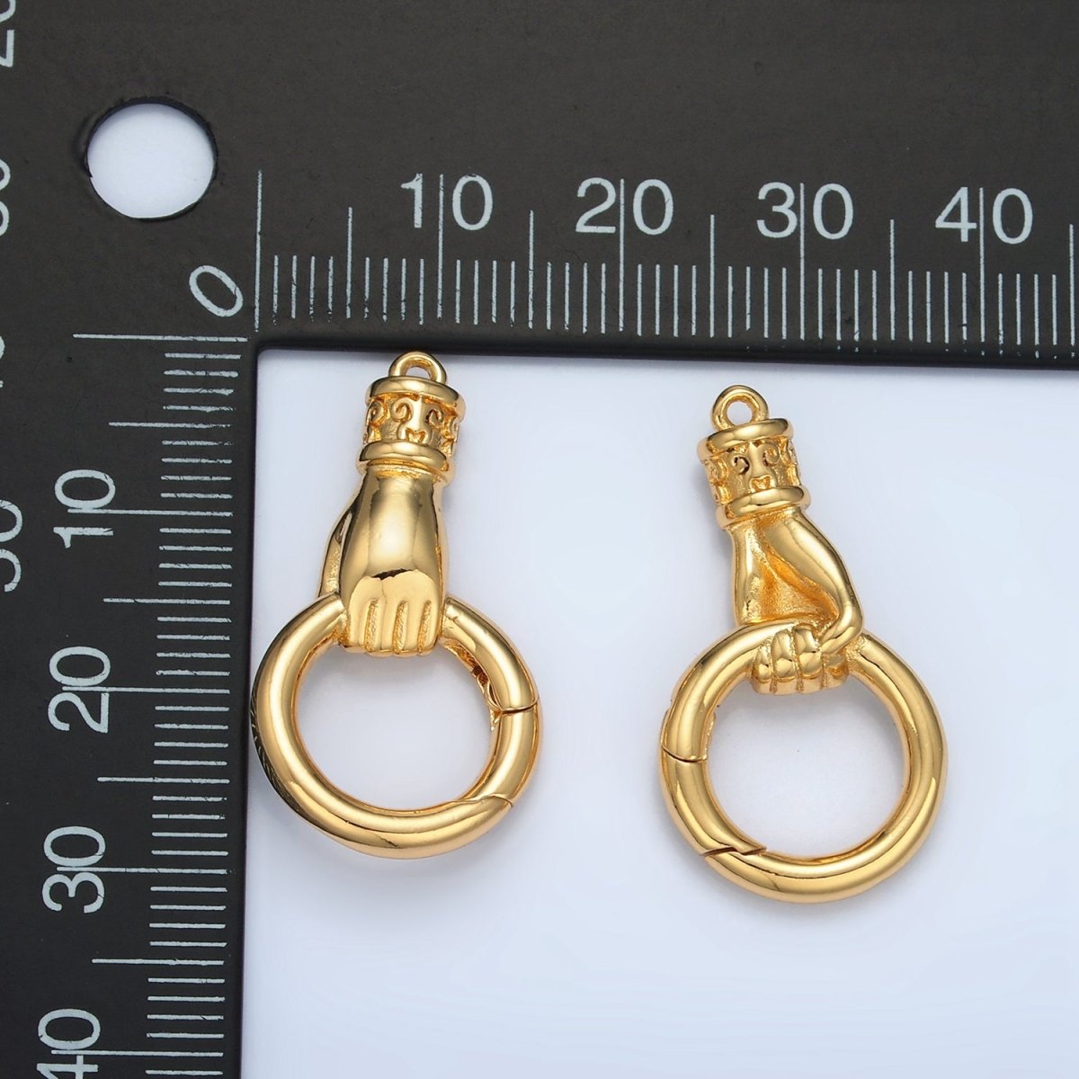 24K Gold Filled 15mm Push Gate Hand Fist Gesture Findings | Z875