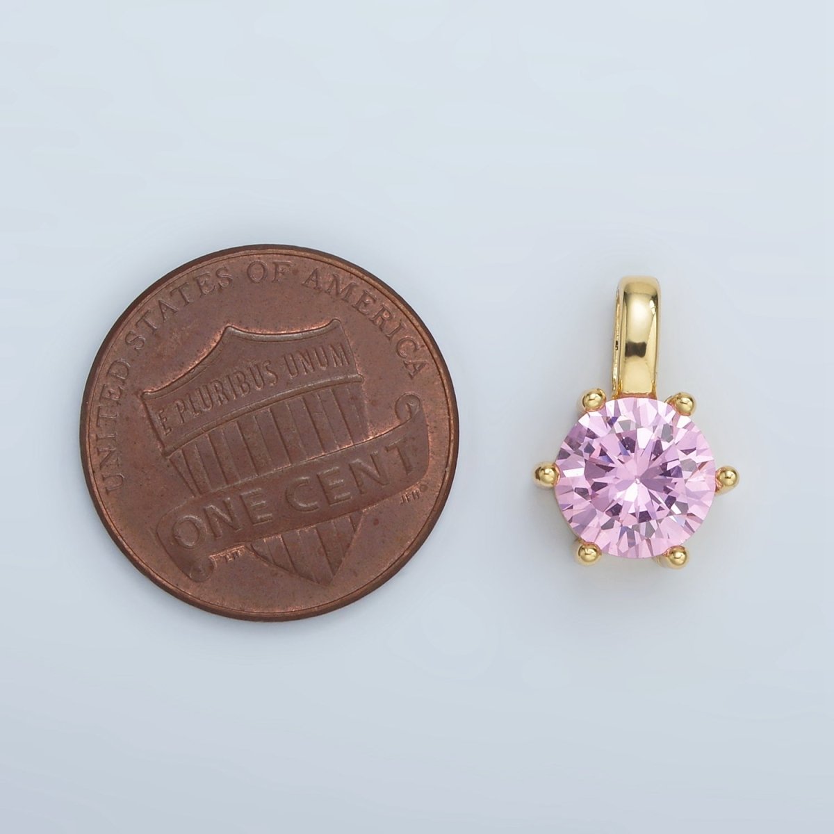 24K Gold Filled 15mm Round CZ Minimalist Personalized Pendant | AA1382