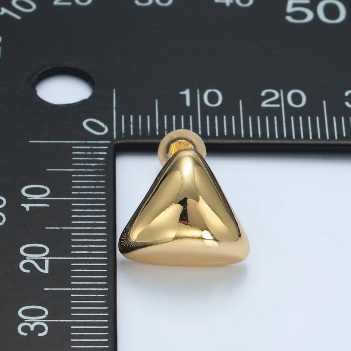 24K Gold Filled 15mm Triangle Dome Mini Stud Earrings | AD655