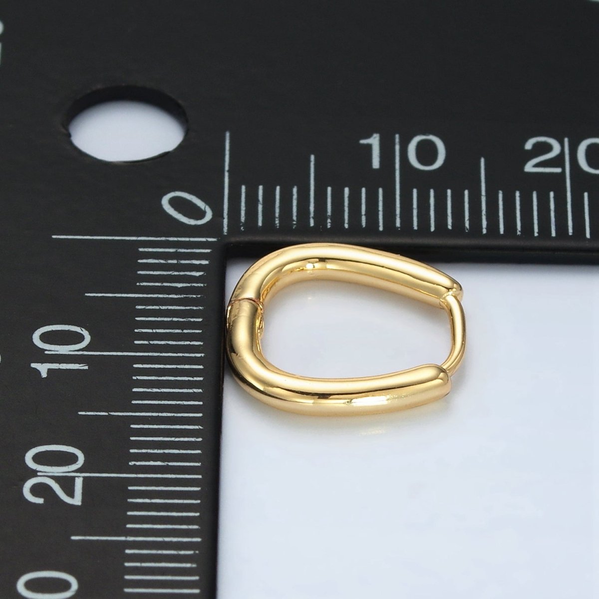 24K Gold Filled 15mm U-Shaped Oval Minimalist Huggie Earrings | Q525