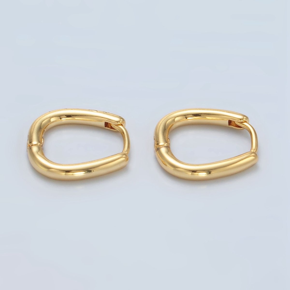 24K Gold Filled 15mm U-Shaped Oval Minimalist Huggie Earrings | Q525