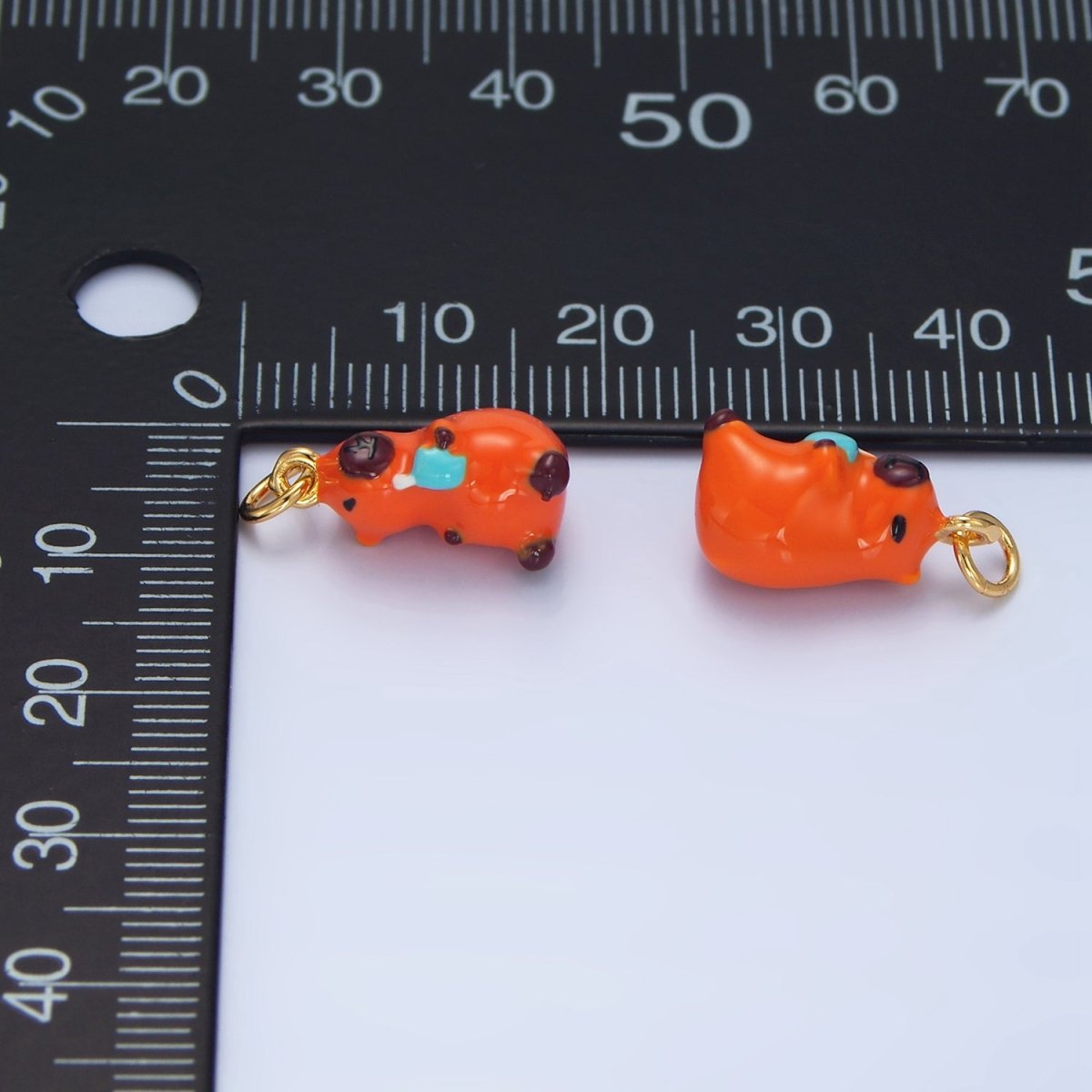 24K Gold Filled 16mm Glass Capybara with Drinking Cup | X581