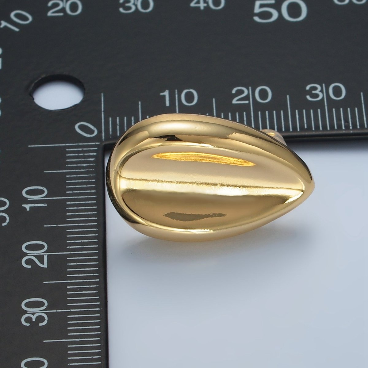 24K Gold Filled 17mm Curved Teardrop Minimalist Stud Earrings | AD651