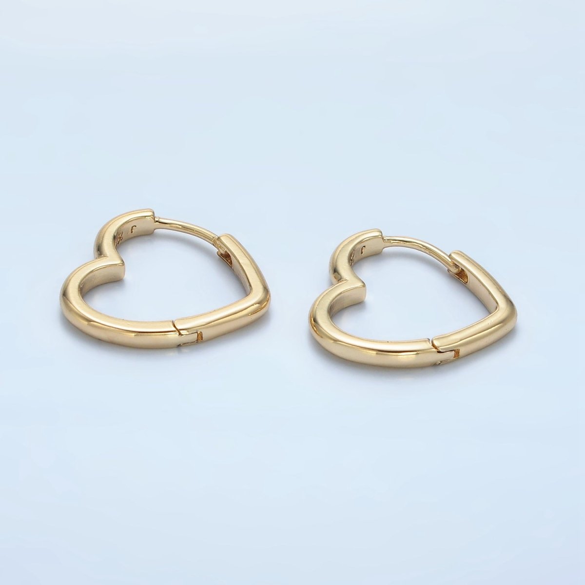 24K Gold Filled 17mm Minimalist Heart Huggie Earrings | AD770