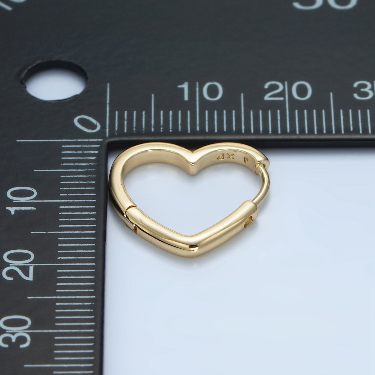 24K Gold Filled 17mm Minimalist Heart Huggie Earrings | AD770