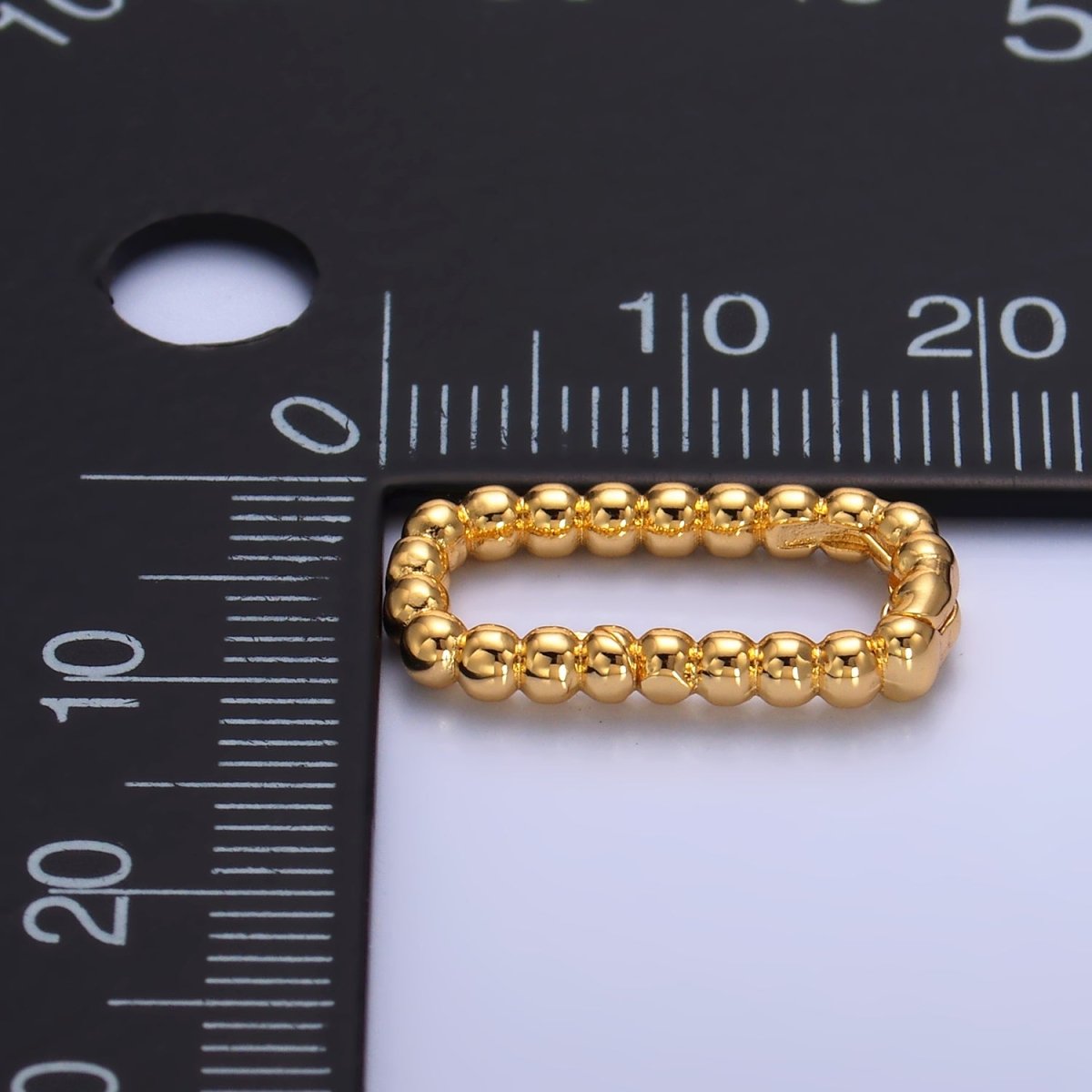 24K Gold Filled 18mm Beaded Bubble Push Rectangle Spring Gate Finding | Z1021