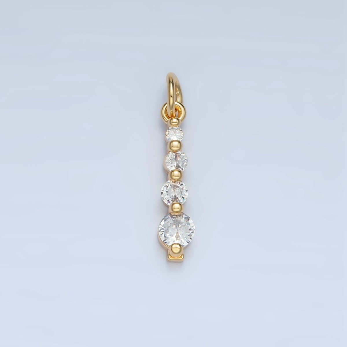 24K Gold Filled 18mm Clear CZ Linear Drop Charm | E915