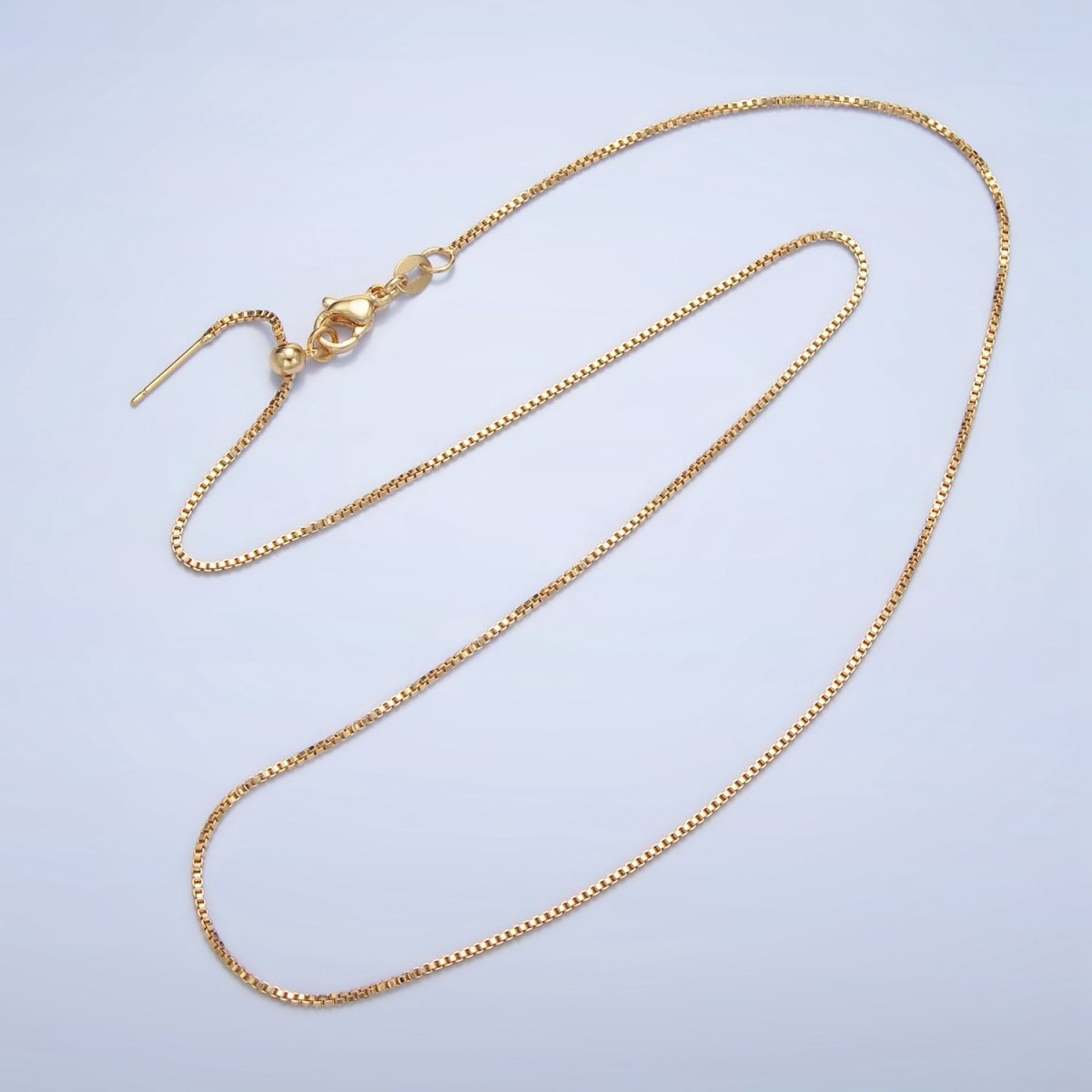 24K Gold Filled 1mm Box Chain 20 Inch Adjustable Slider Necklace | WA-2643