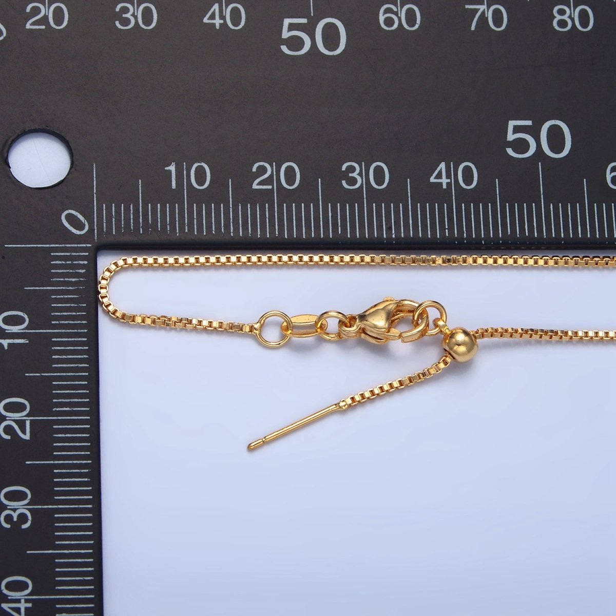 24K Gold Filled 1mm Box Chain 20 Inch Adjustable Slider Necklace | WA-2643