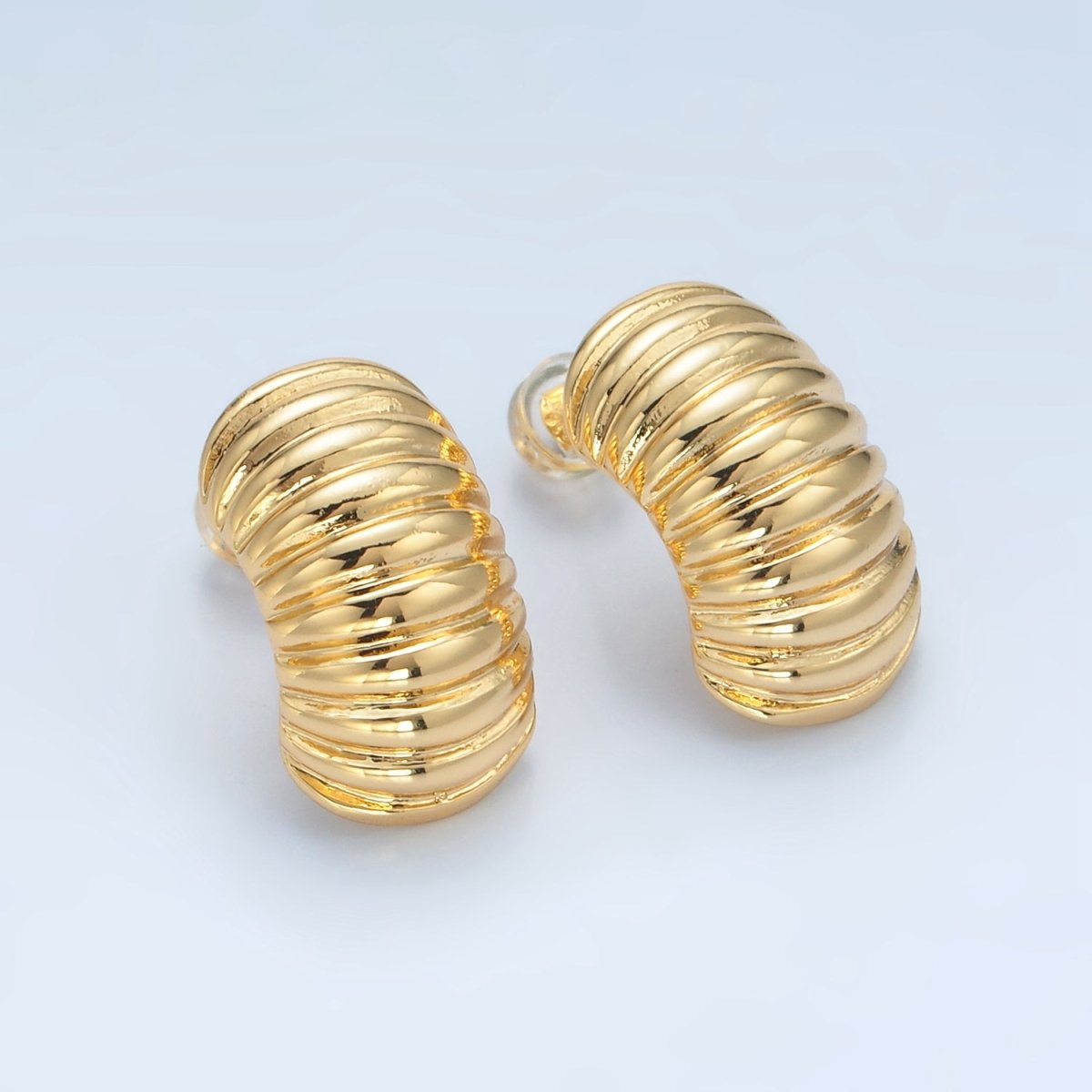 24K Gold Filled 20mm Croissant J-Shaped Hoop Earrings | AD631