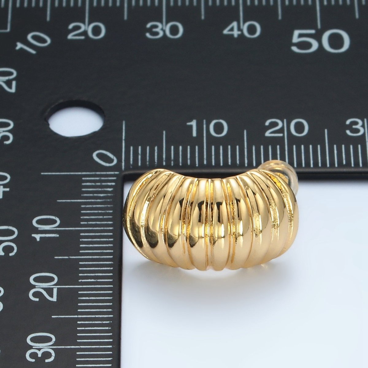 24K Gold Filled 20mm Croissant J-Shaped Hoop Earrings | AD631