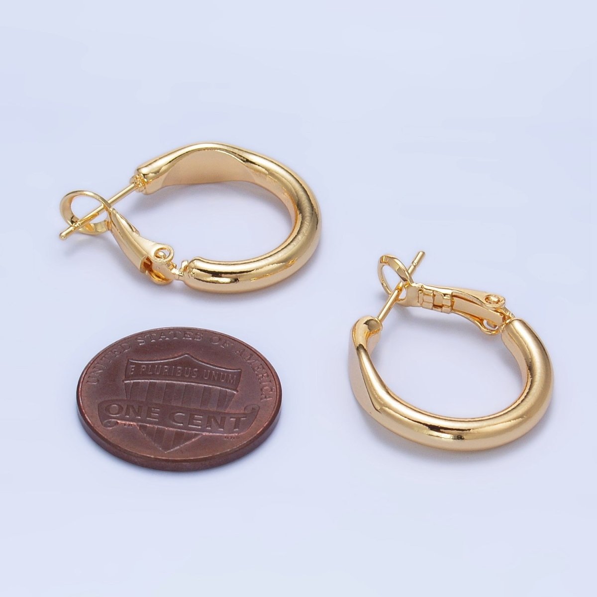 24K Gold Filled 20mm Flat Edged Minimalist Hinge Hoop Earrings | P232